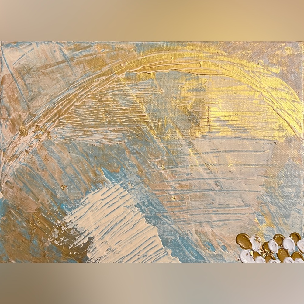 Hand Crafted Art ON CANVAS PAINTING MADE WITH A PALETTE KNIFE AND GOLD LEAF